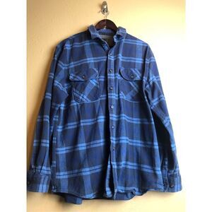 Anchorage Expedition Flannel Shirt Mens Blue Plaid Long Sleeve Button size XL